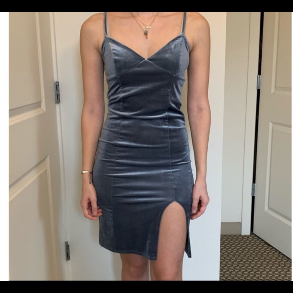 Forever 21 Silver Mini Dress with side slit